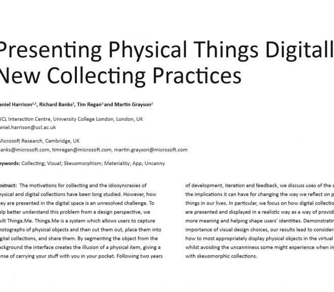 Presenting Physical Things Digitally: New Collecting Practices